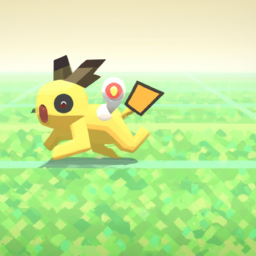 A pokemon is running around the field