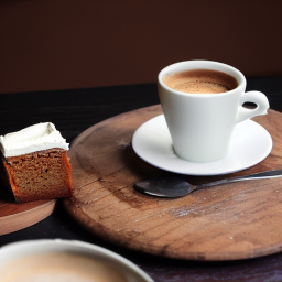 A cup of coffee and a cake