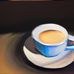 A cup of coffee, plain background, oil painting