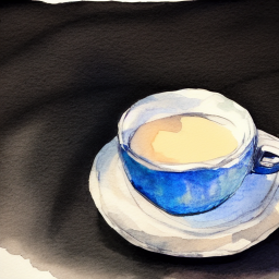 A cup of coffee, plain background, water color